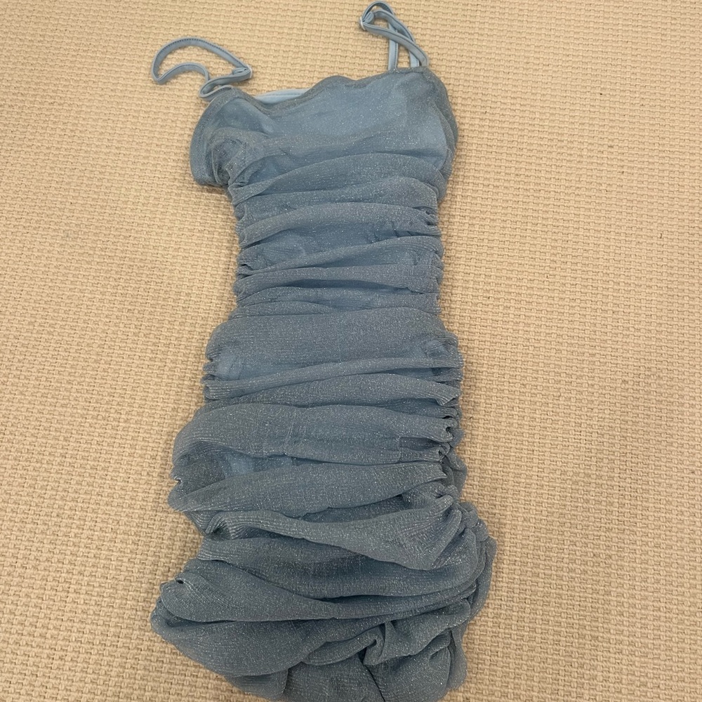 Elegant Blue Ruched Dress